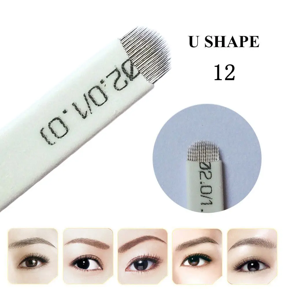 

50PCS 12 Pins U Shape Microblading Blade Eyebrow Tattoo Needles For Permanent Makeup Manual 3D Eyebrow Embroidery Tattoo Pen