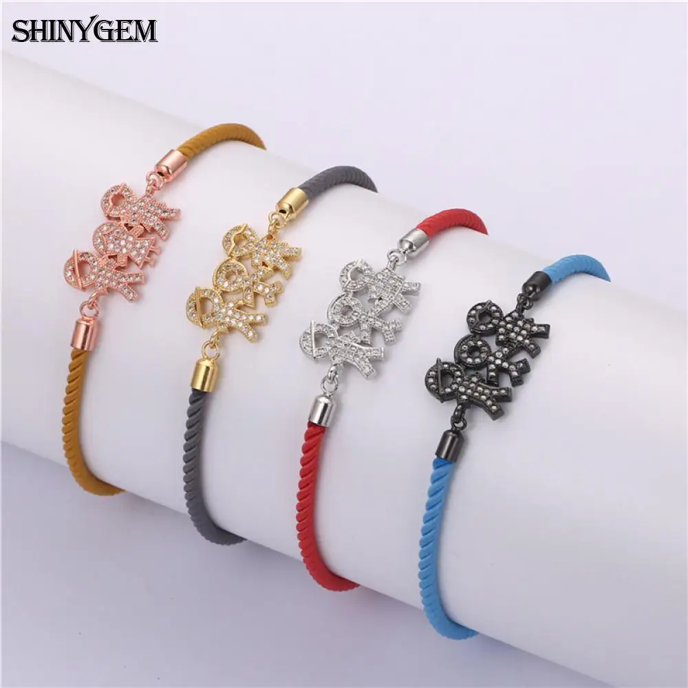 ShinyGem Happy Family регулируемые браслеты с шармами веревка