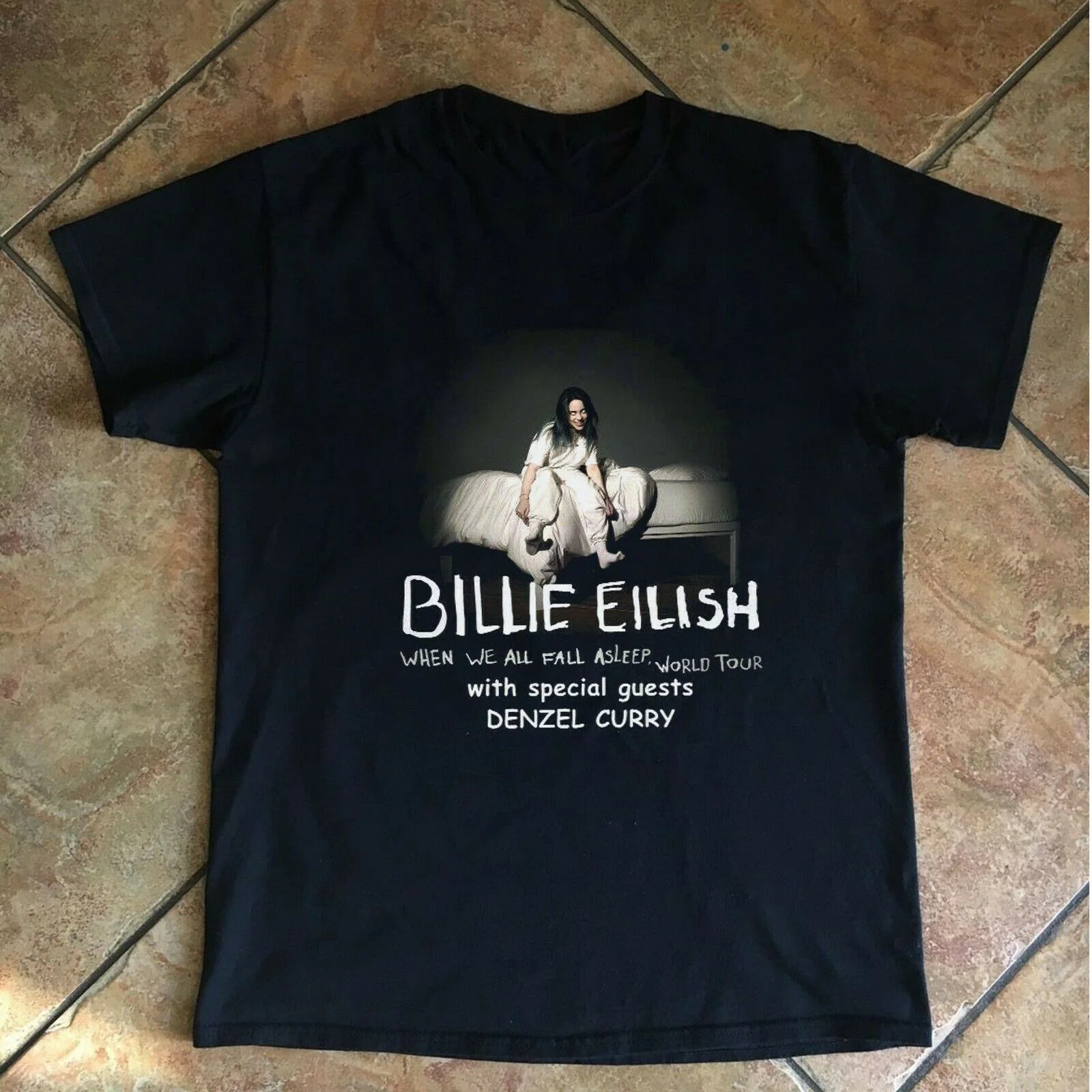 Мужская футболка в стиле Харадзюку Billie Eilish Tour с карри размер S 3XL 2019|Мужские