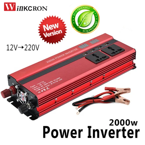 Профессиональный автомобильный инвертор 2000W DC 12 V к AC 220 питания зарядное