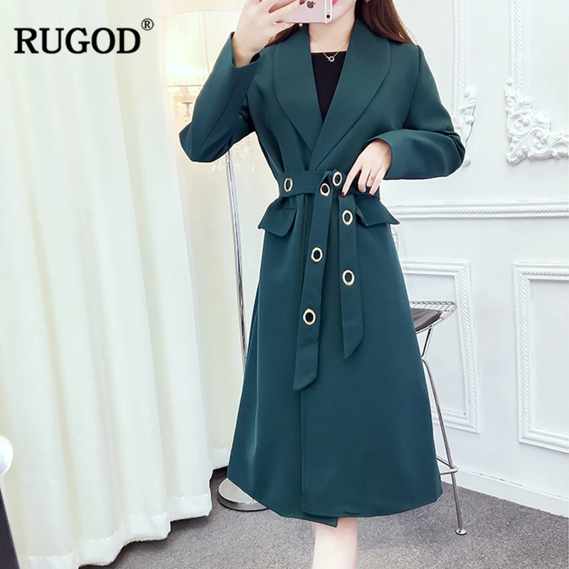 

RUGOD Fashion Korean Trench Coats Women Elegant Tunic Long Sleeve Jacket With Belt Female Autumn Casual Slim Long Coats Befree