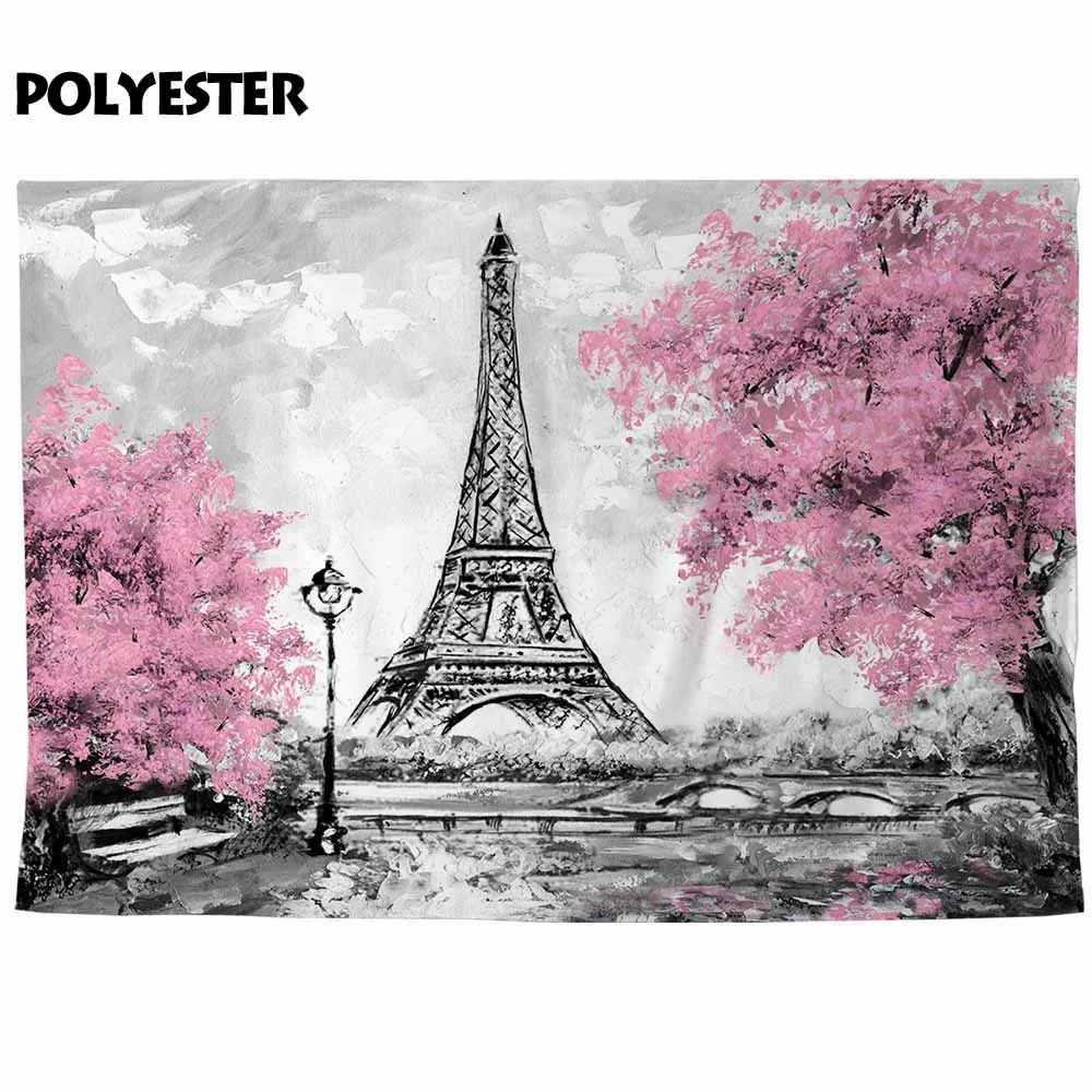 Фон Allenjoy для студийной фотосъемки пейзаж Парижа города Эйфелева башня черный