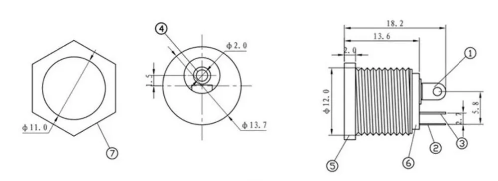 10 шт. DC 022 5 5x2 1 мм 5*2 Power Jack Connecteur панель монтажа DC022 2 1|Соединители| |
