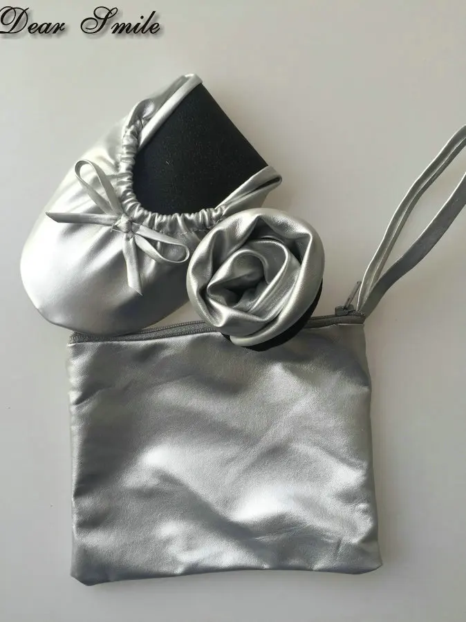 Бесплатная доставка! Цветные портативные балетные туфли для танцев