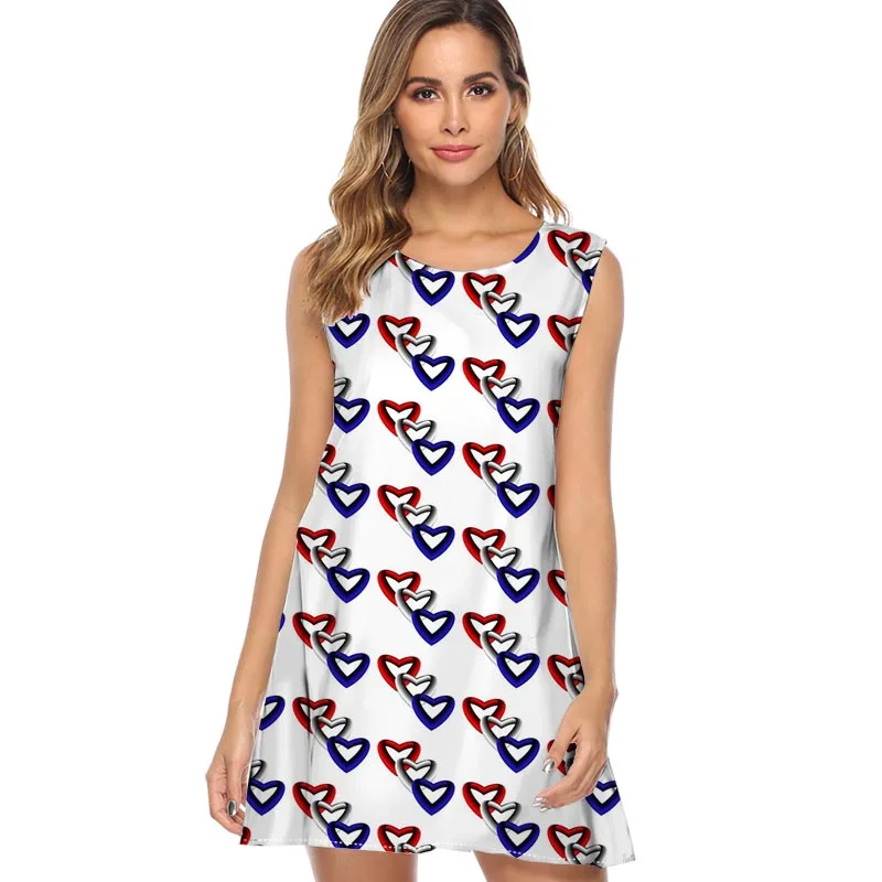 Rainbow unicorn Print Dress Women Fashion Sleeveless O neck Casual Loose Summer Mini Cute Chiffon fashion Dresses | Женская одежда