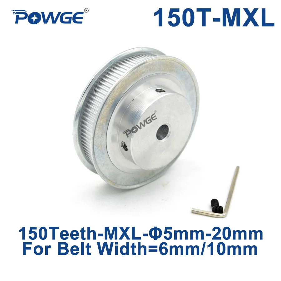 

POWGE Inch Trapezoid 150 Teeth MXL Timing pulley Bore 8/10/12mm for width 6mm 10mm MXL Synchronous Belt Gear Wheel 150teeth 150T