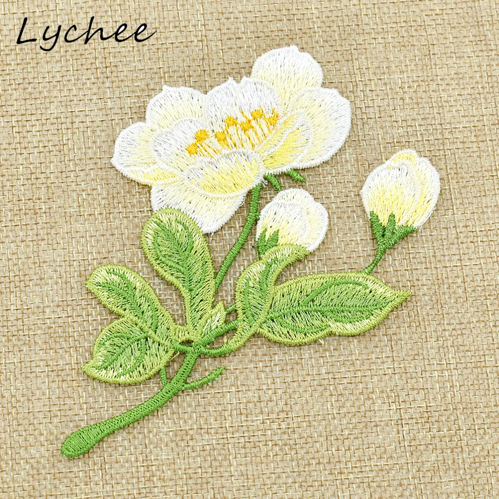 Lychee винтажная вышитая нашивка в виде пиона сделай сам для рукоделия женщин шитья
