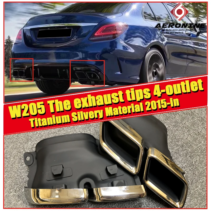 W205 2 шт. &quotвход/4&quot выход титановый серебристый глушитель выхлопной трубы для