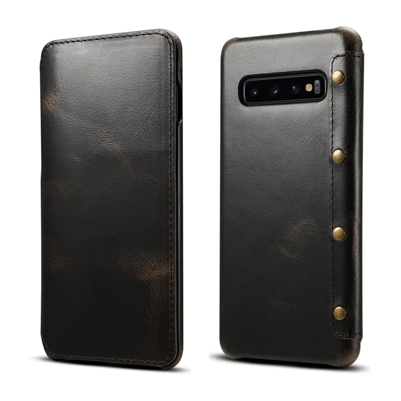 Роскошный чехол из натуральной кожи для samsung Galaxy S10 Lite S10E Note 8, Ретро Чехол-книжка с бумажником для samsung S9 S8 Plus Note 9