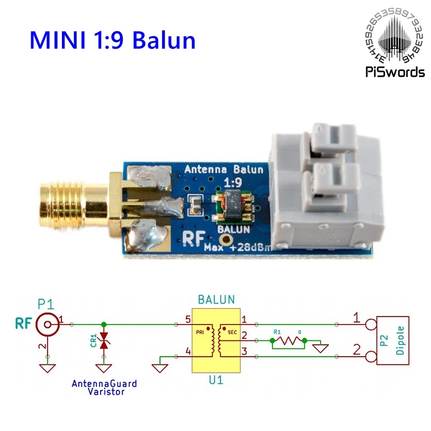 Мини Антенна HF 1:9 Balun недорогой любительский Частотный диапазон для женщин SMA