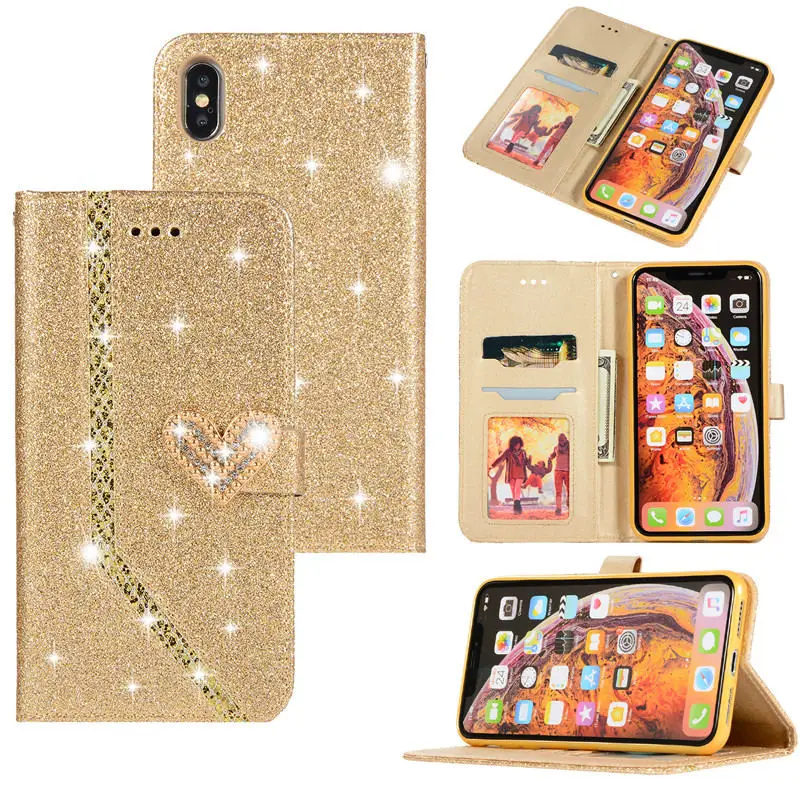 Кожаный чехол-бумажник с откидной крышкой для iPhone 5 6 6s 7 8 Plus X xs Max блестщик Чехол-бумажник для XR чехол для телефона Coque