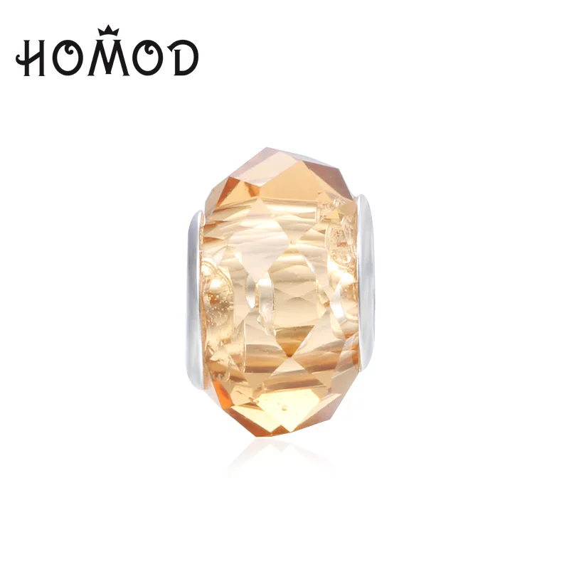 HOMOD 1 шт. с большим отверстием, 11 разноцветные хрустальные бусы, подходят для Pandora, многогранные секции, подвески, подходит для европейского бренда, очаровательный браслет, ювелирные изделия - Окраска металла: 11