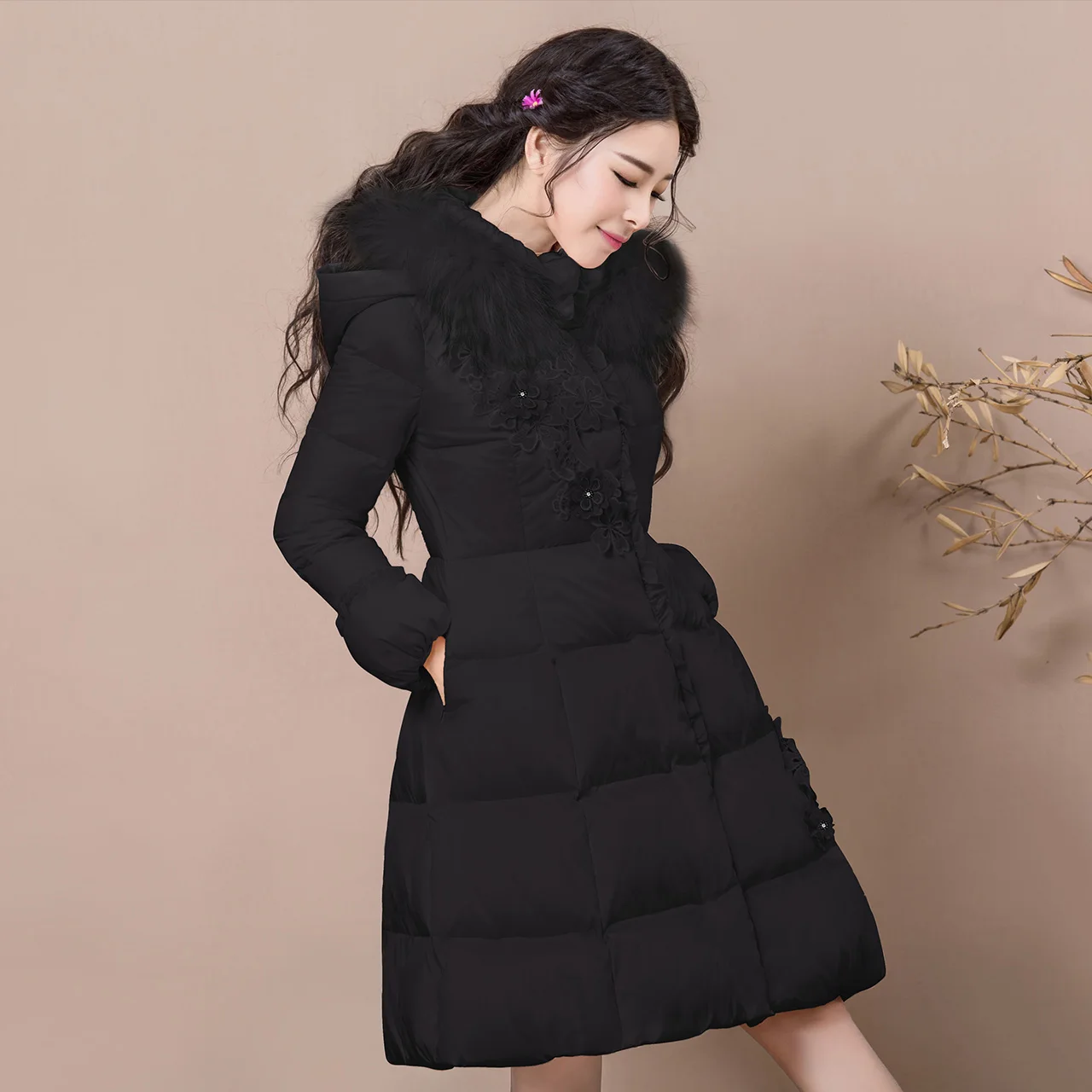 KMETRAM меховой воротник пуховик зимняя куртка женская одежда 2020 корейское длинное