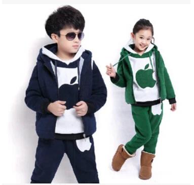 Комплект одежды 2015 зимой дети одежда плис загущающие мальчики / девочки