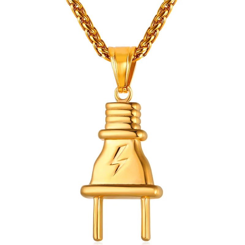 Электрическая подвеска в виде вилки ожерелье для женщин и мужчин ювелирные