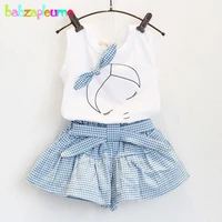 2piece2 6yearskids summer clothes suits baby girls outfit cartoon cute sleeveless t shirtshorts children clothing sets bc1152