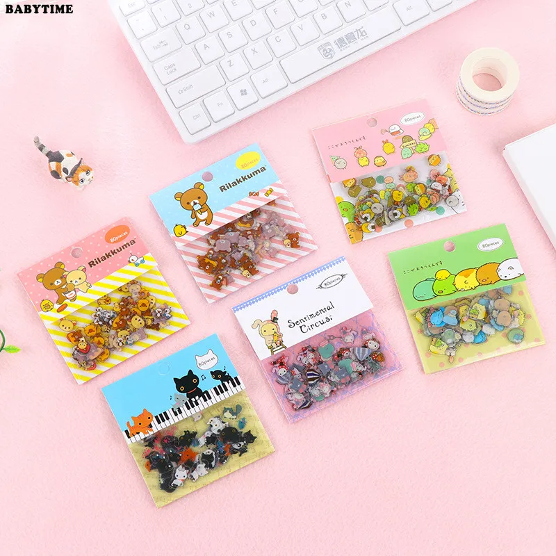 160 шт./2 упаковки Симпатичные Rilakkuma дневник Стикеры Kawaii Наклейки для детей