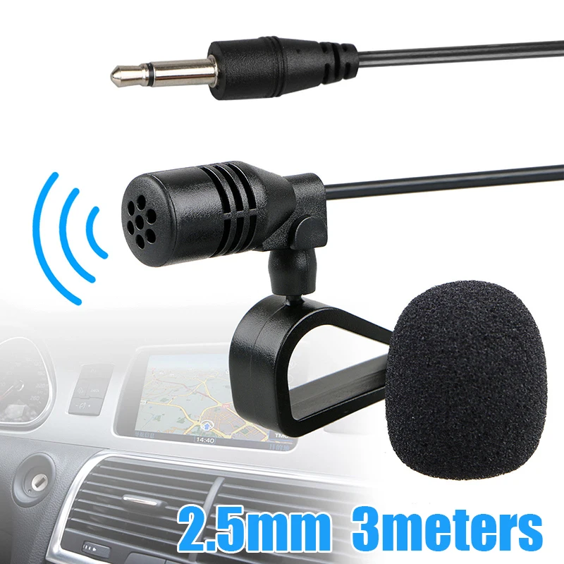 

Professionals Car Audio Microphone 2.5mm Jack Plug Mic Stereo Mini Wired External Microphone for Auto DVD Radio 3m Long Auto
