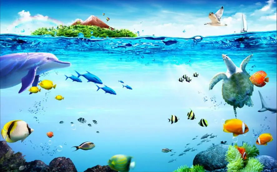 

Custom mural 3d wallpaper Sea fish island home decoration painting picture 3d wall murals wallpaper for living room walls 3 d
