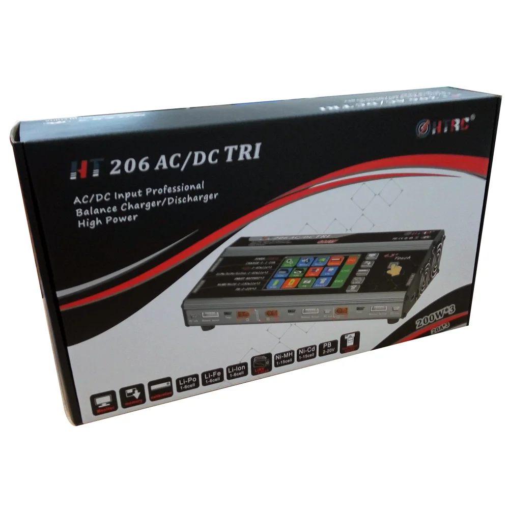 HTRC HT206 AC/DC TRI 200 Вт * 3 20A тройной порт RC балансирующее зарядное устройство для