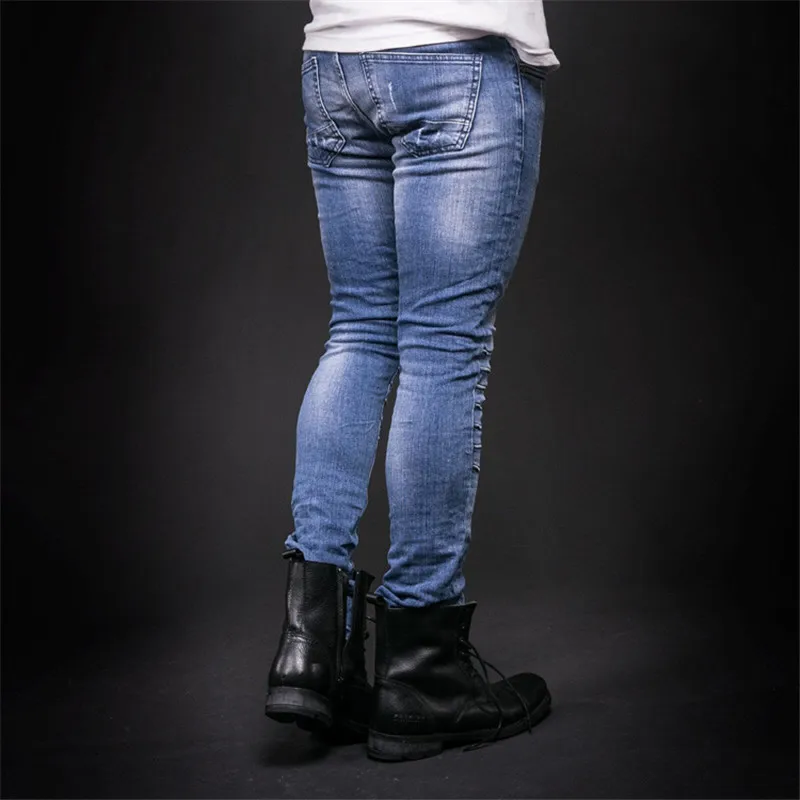2019 модные летние мужские джинсы подростковые обтягивающие с двойной молнией