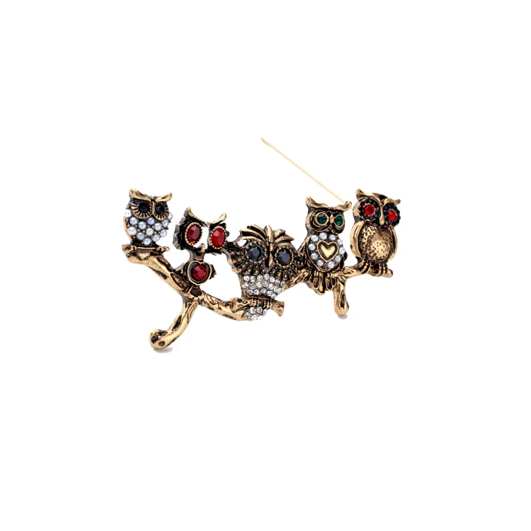 Модные ювелирные изделия Популярные различные сова животное брошь античный