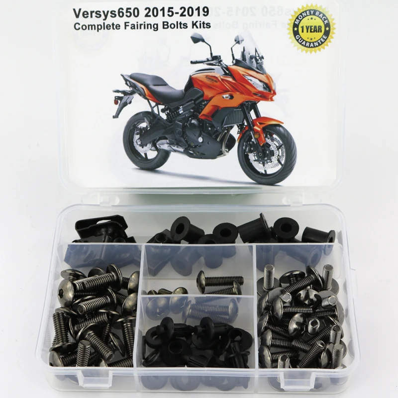 

Подходит для Kawasaki Versys 650 2015 2016 2017 2018 2019, полный комплект болтов для обтекателя, винты для корпуса, шайба, крепежные гайки, зажимы