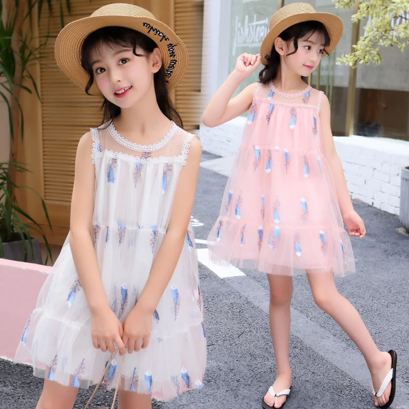 2018 Брендовое летнее пляжное платье с вышивкой для девочек детское школьное милое
