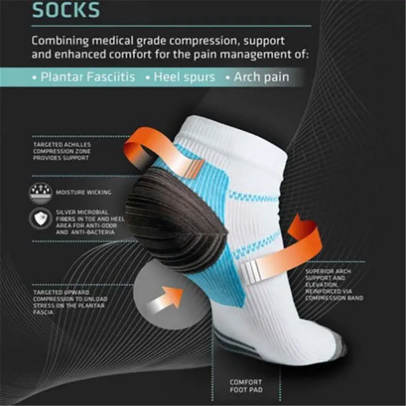 

Men's Foot Compression Sock For Plantar Fasciitis Unisex Heel Spurs Pain Casual Breathable Socks