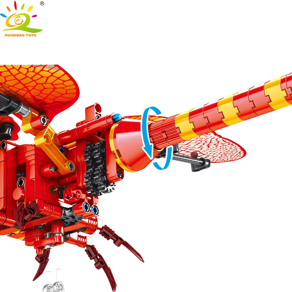 HUIQIBAO игрушки 330 шт насекомое Красная стрекоза строительные блоки для детей
