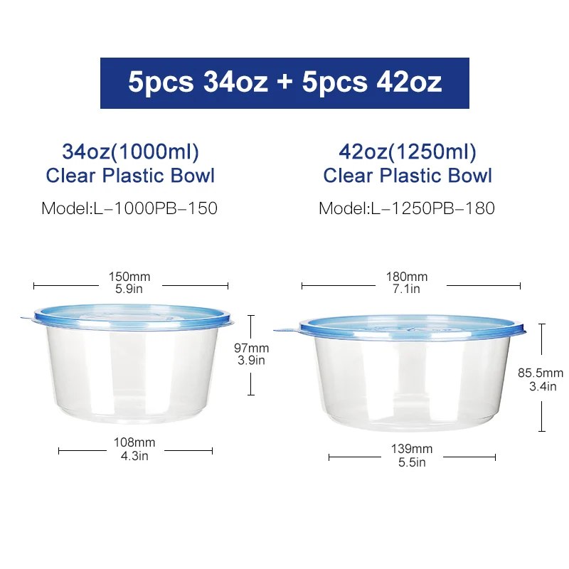 34oz and 42oz OTOR 10 шт. одноразовая пластиковая коробка для бенто пищевой контейнер приготовление пищи ланч бокс многоразовый пригодный для микроволновой печи контейнеры для еды дома Ланчбокс - Цвет: 34oz and 42oz