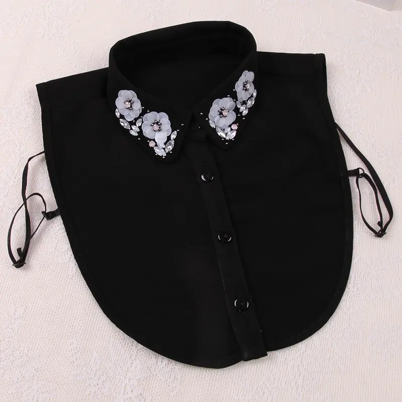 Женский свитер со съемным воротником винтажный однотонный белый или черный с