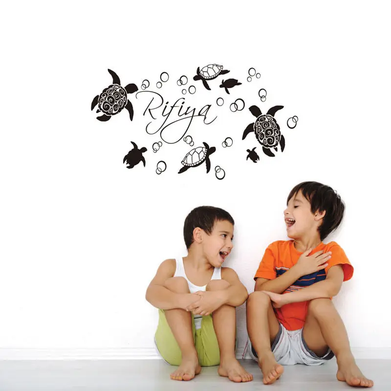 Настенная Наклейка для детской комнаты подводные черепахи с пузырьками черепаха