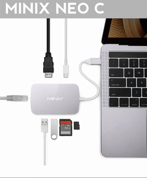 MINIX USB-C концентратор многопортовый адаптер с двойным HDMI выходом 4K адаптер 3 USB 3,0 Gigabit Ethernet USB-C Зарядка для Apple MacBook