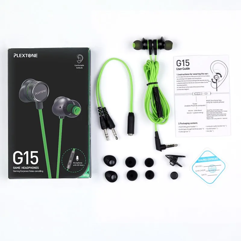 Игровые наушники Plextone G15 вкладыши с басами и молотковой головкой стерео
