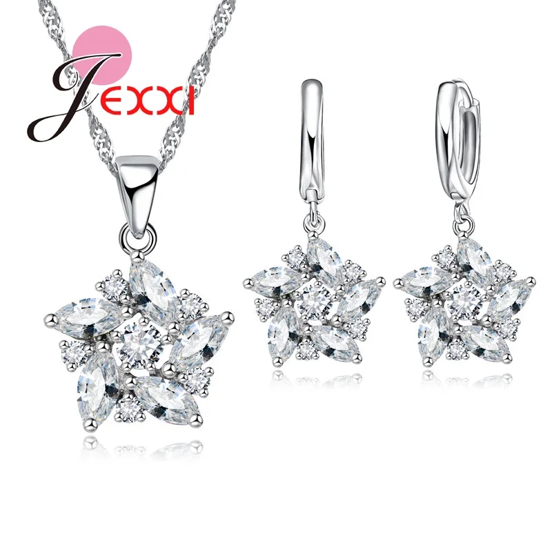 Женский ювелирный комплект из колье и серёг серебра 925 пробы|wedding jewelry sets|jewelry