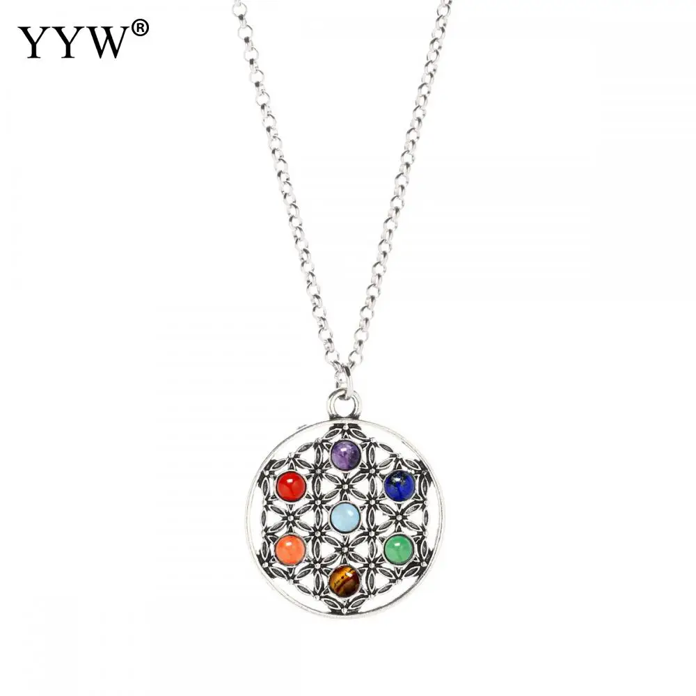 YYW рейки 7 хрустальных бусин натуральный камень кулон Йога Медитация кварцевый