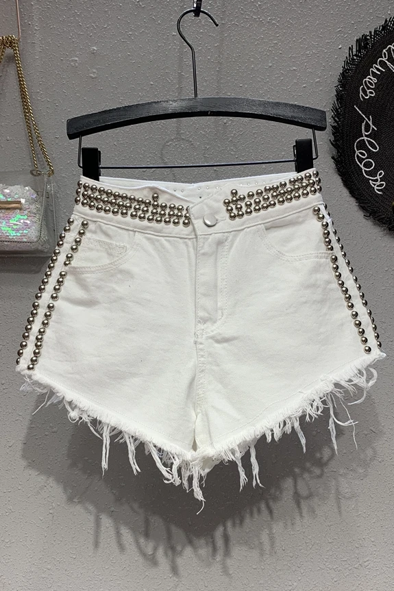 

2019 Shorts Wide Leg Pants Jeans Woman High Waist Zippers Embroidered Flares Pockets Button Washed Softener Regular Punk Style
