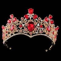 2018 new bridal tiaras crowns red crystal rhinestone wedding crown for women hair jewelry accessories bride hairband headpieces