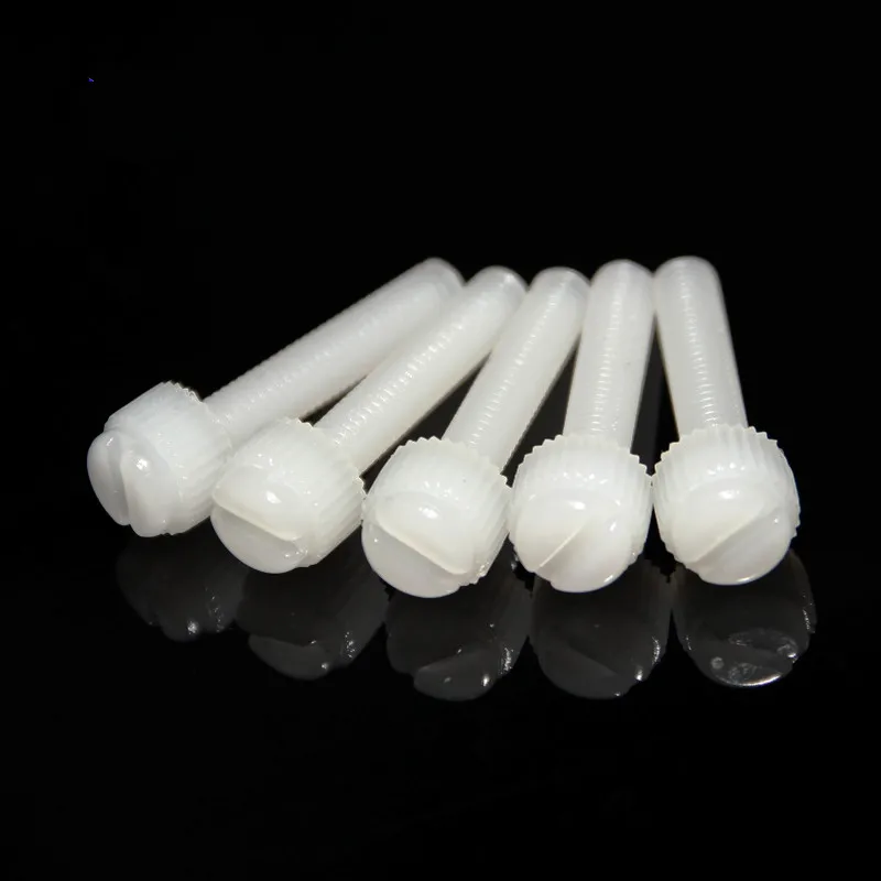 

200pcs m5*16 PA66 white nylon slotted knurled head computer / PC hand tighten screw twist screw thumb screw / tornillos