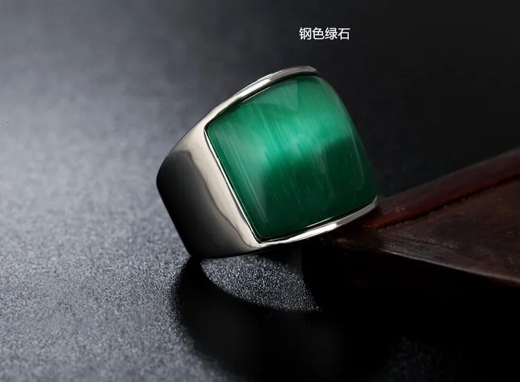 Green Модное серебряное максимальное цветное кольцо для женщин и мужчин, индивидуальное увеличенное кольцо, широкая версия Декоративного Кольца с синим камнем, ювелирное изделие - Цвет основного камня: Green