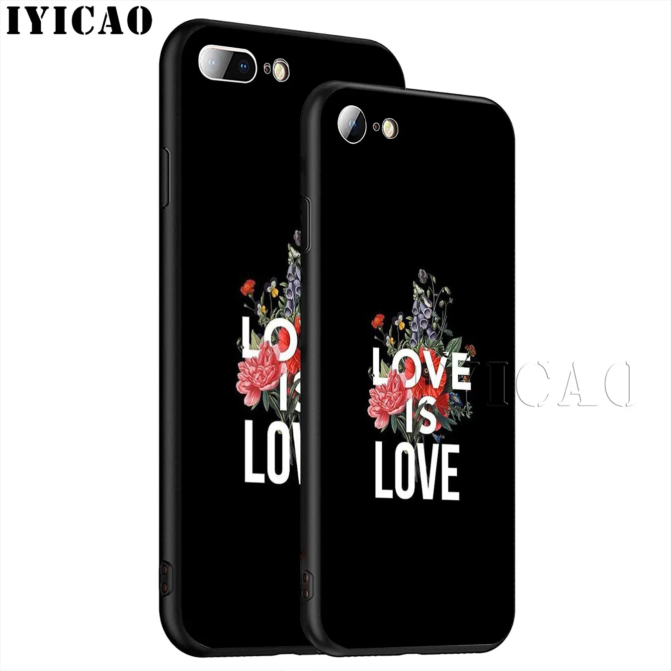 IYICAO Love Is LGBT Rainbow Heart Soft Silicone Phone Case for iPhone XR X XS 11 Pro Max 6 6S 7 8 Plus 5 5S SE Black Cover |