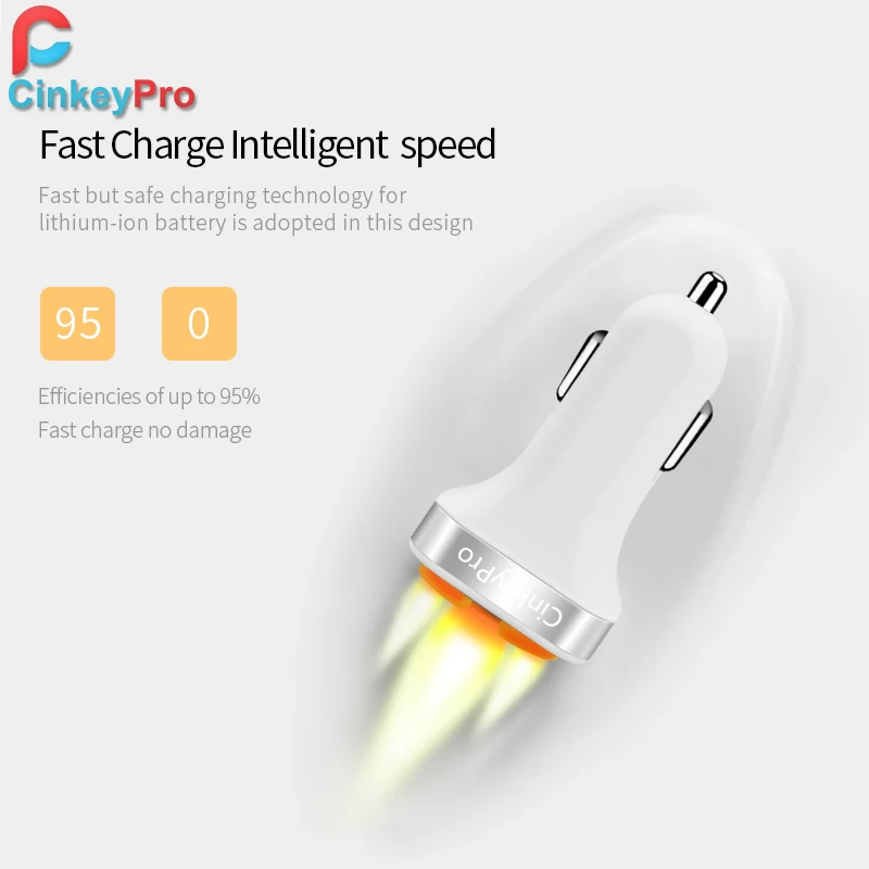 CinkeyPro светодиодный Экран 2-Порты и разъёмы зарядных порта USB для автомобиля Зарядное устройство для iPhone samsung автомобиля-Зарядное устройство адаптер 5 V/2.1A мобильного телефона адаптер для зарядки