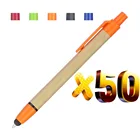Набор 50 шт. 2 в 1 стилус эко-бумага Шариковая ручка, сенсорный экран Шариковая ручка, индивидуальный рекламный логотип подарок, для смартфона