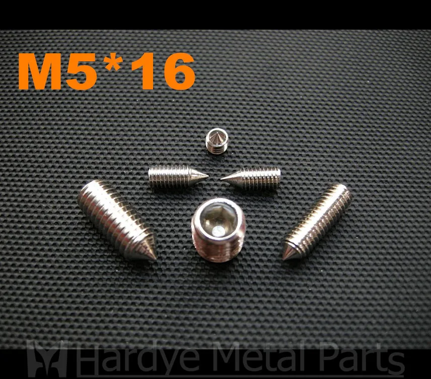 

500pcs/lot M5*16 DIN914 Stainless steel hex socket set screw with cone point
