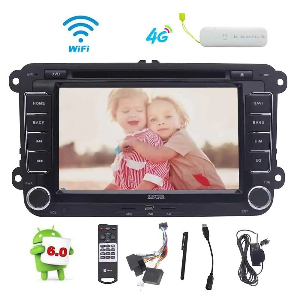 4G ключ + двойной 2 Din Автомобильный dvd плеер Android 6 0 7 ''автомобильный стерео gps
