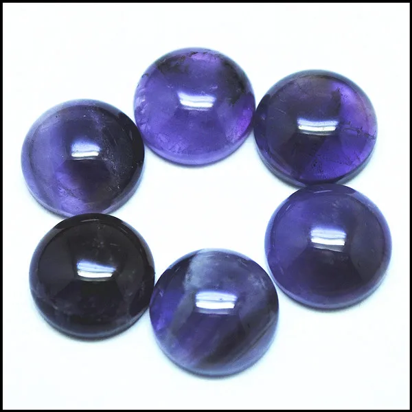 Круглые кабошоны с натуральным аметистом 10 шт. Натуральный Полудрагоценный