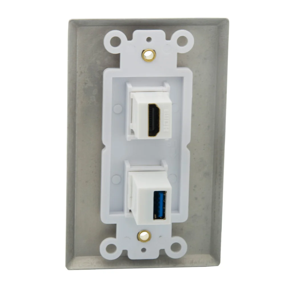 Однослойная прочная алюминиевая металлическая 2 порта HDMI USB3.0 CAT6 RJ45 F головка RG6
