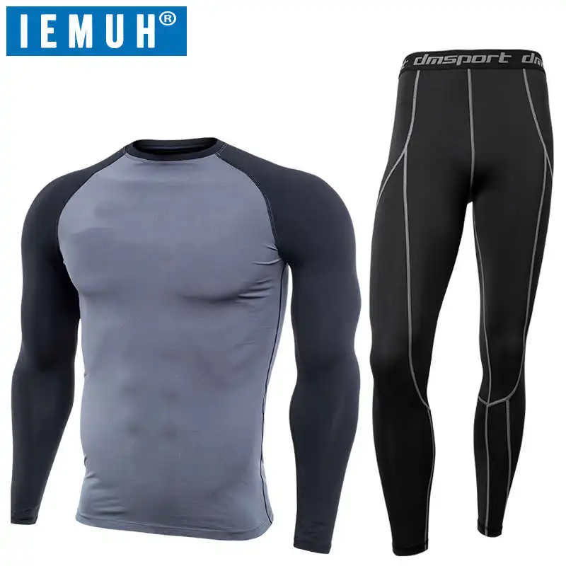 Set 5 IEMUH новые зимние комплекты термобелья для мужчин быстросохнущие анти-микробные стрейч мужское термобелье мужские теплые кальсоны для фитнеса - Цвет: Set 5
