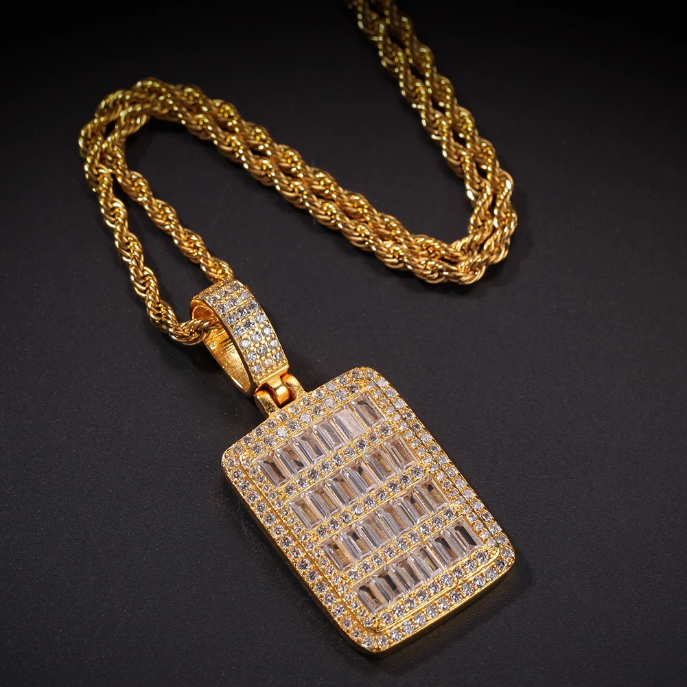 Uwin квадратная Военная карта кулон AAA кубический циркон Bling Iced Out золотой цвет мужская хип хоп ювелирные изделия для подарка